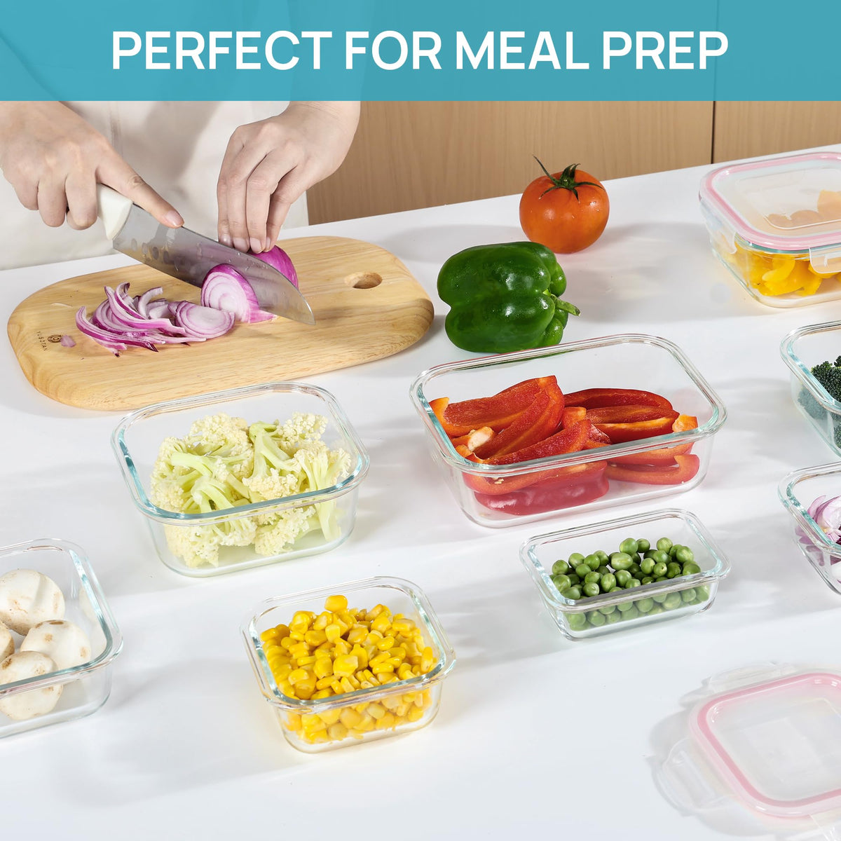 Vtopmart glass containers with leak-proof lids prevent spills during transport