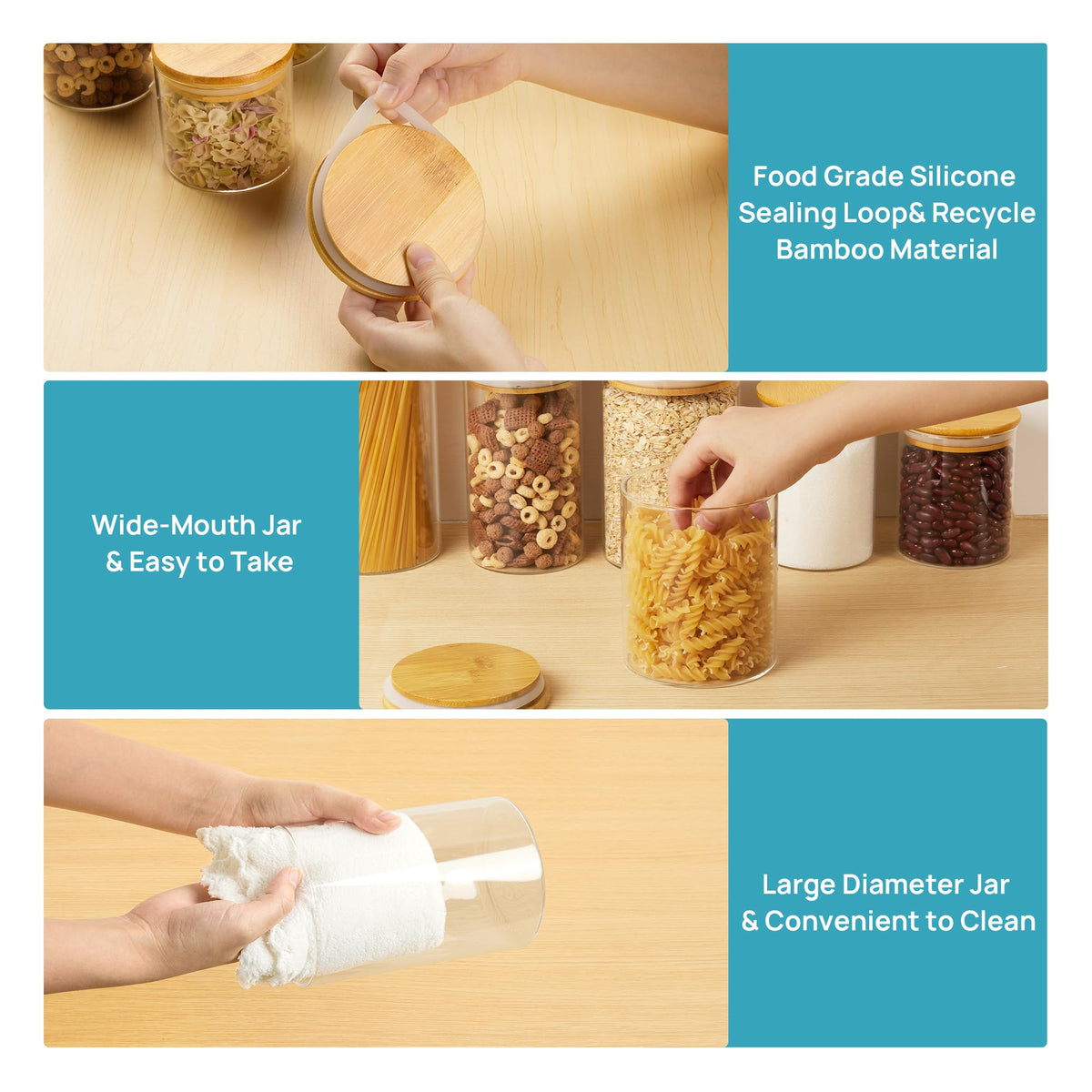 Vtopmart jars suitable for refrigerator storage of dry goods.