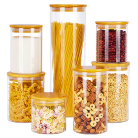 Vtopmart glass jars for pantry organization with seven sizes.