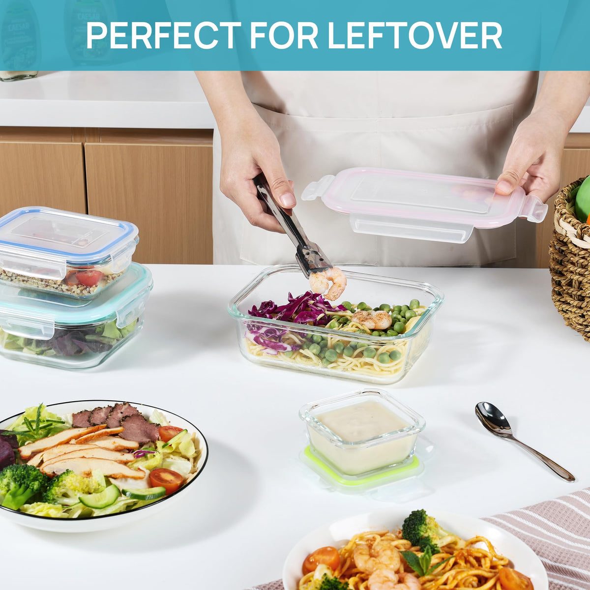 Vtopmart glass rectangular 5oz container for dips and sauces