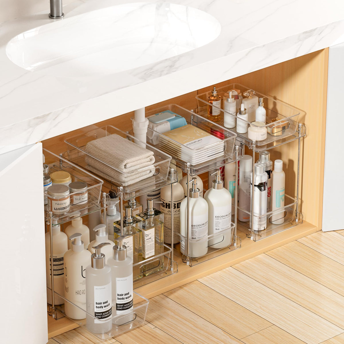 Vtopmart higher bathroom organizer under sink with two-tier design for easy access