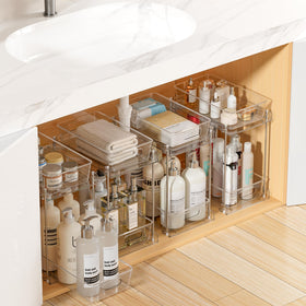 Vtopmart higher bathroom organizer under sink with two-tier design for easy access