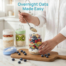 Vtopmart 16oz jar with measurements for portion control.