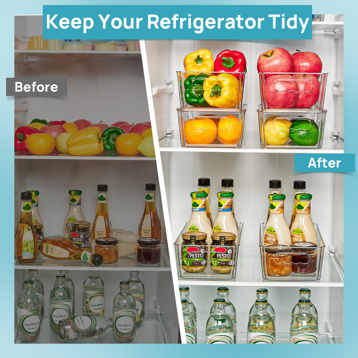 Vtopmart kitchen organization clear bin shows contents at a glance.