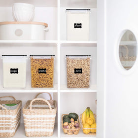 Vtopmart kitchen pantry organized with labeled containers