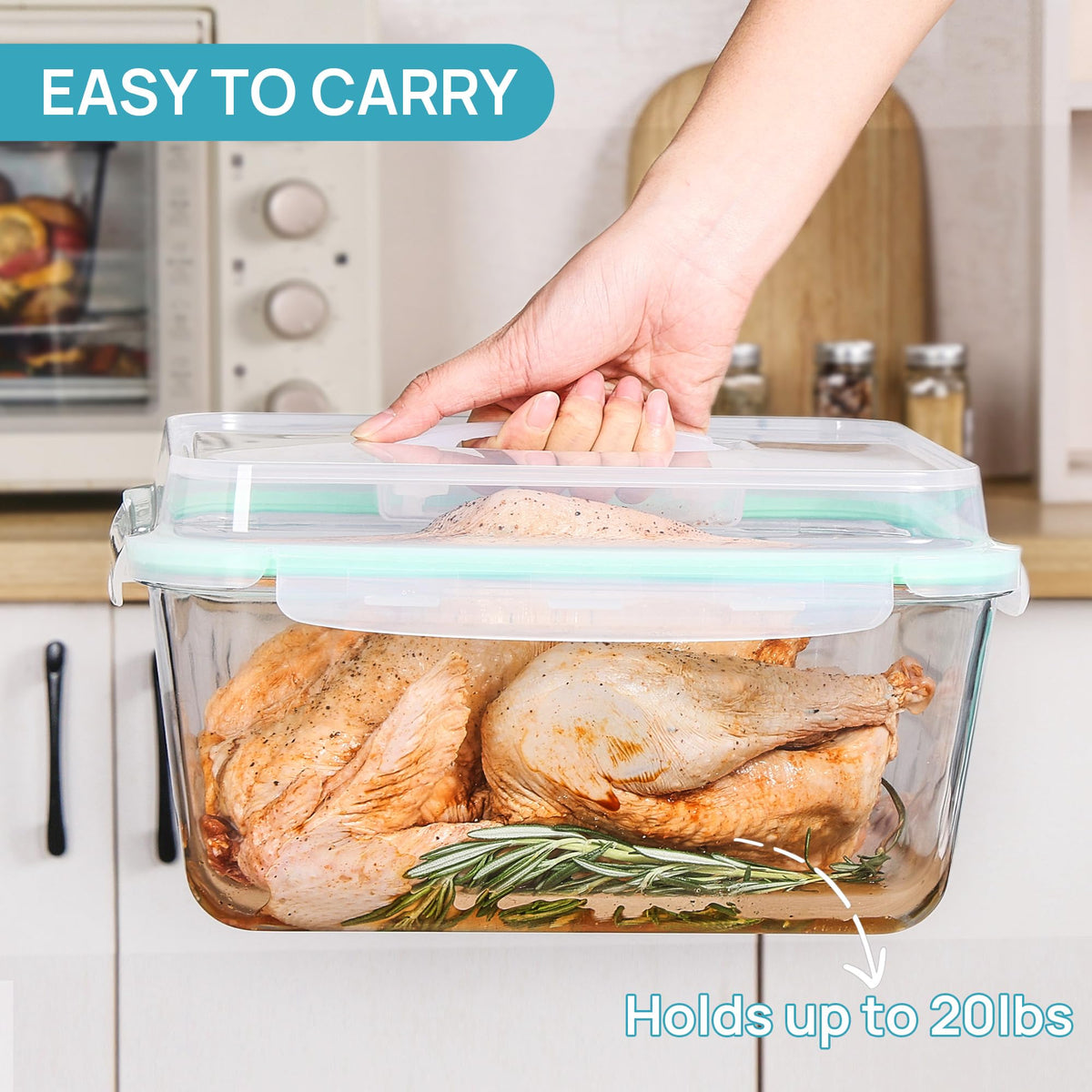 Vtopmart large borosilicate glass container showing big capacity