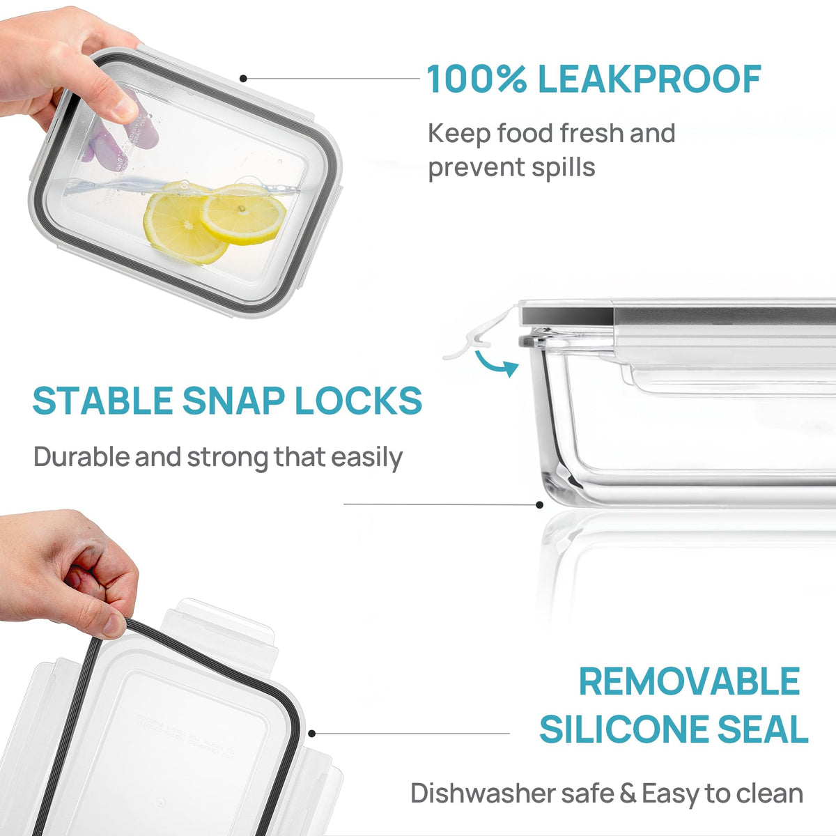 Vtopmart meal prep and takeout containers ideal for portioning meals.
