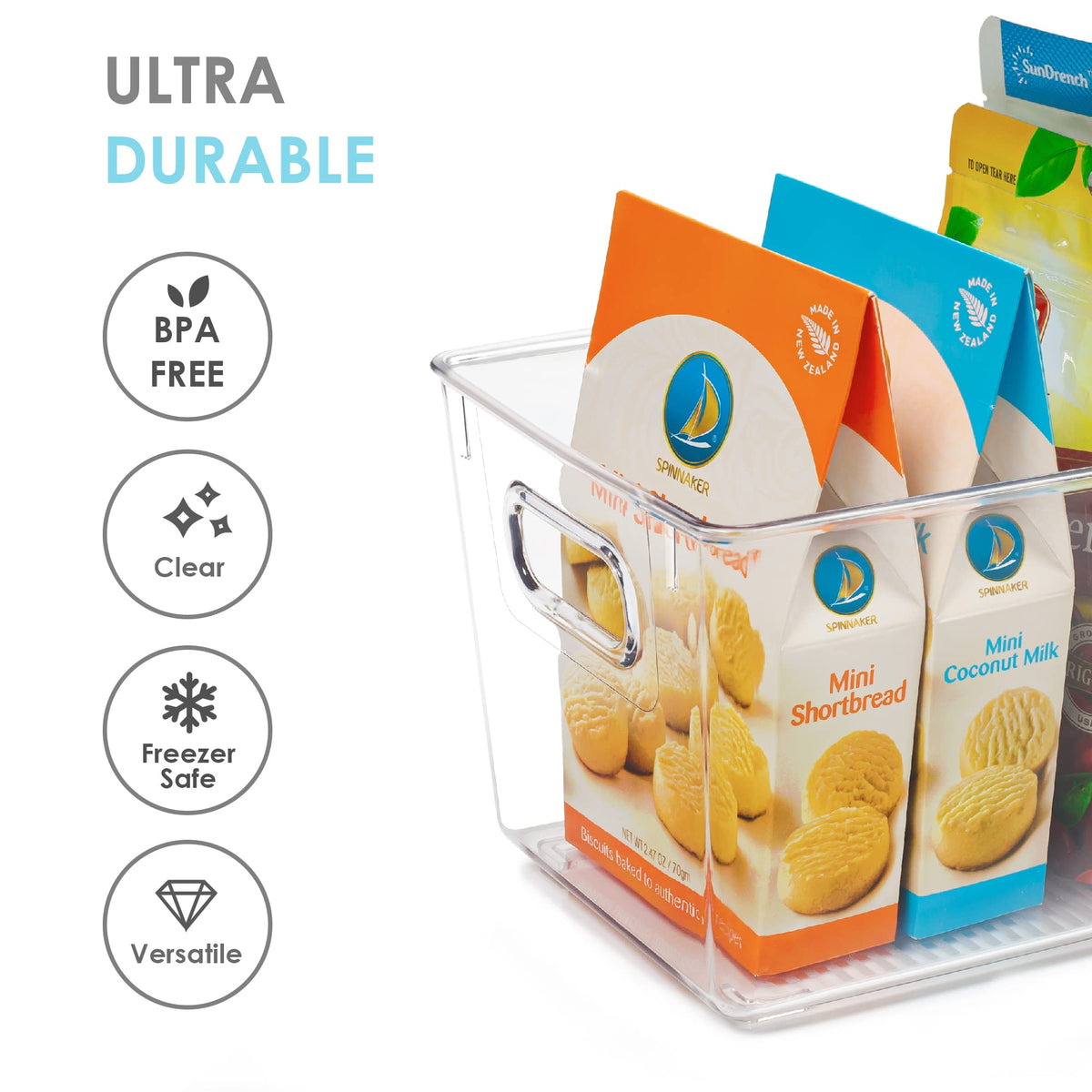 Vtopmart multiroom storage bin clear for pantry, laundry, and more.
