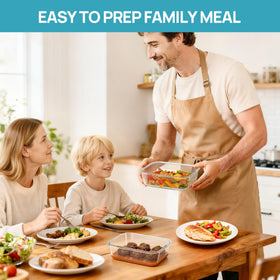 Vtopmart oven and microwave safe glass for baking and reheating.