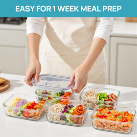 Vtopmart oven-safe glass containers withstand high heat for reheating meals.