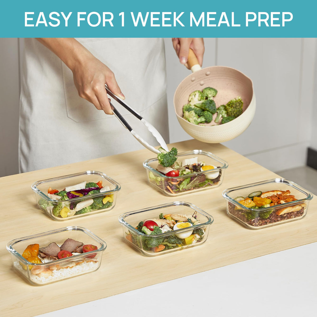 Vtopmart oven and microwave-safe glass container for reheating leftovers easily.