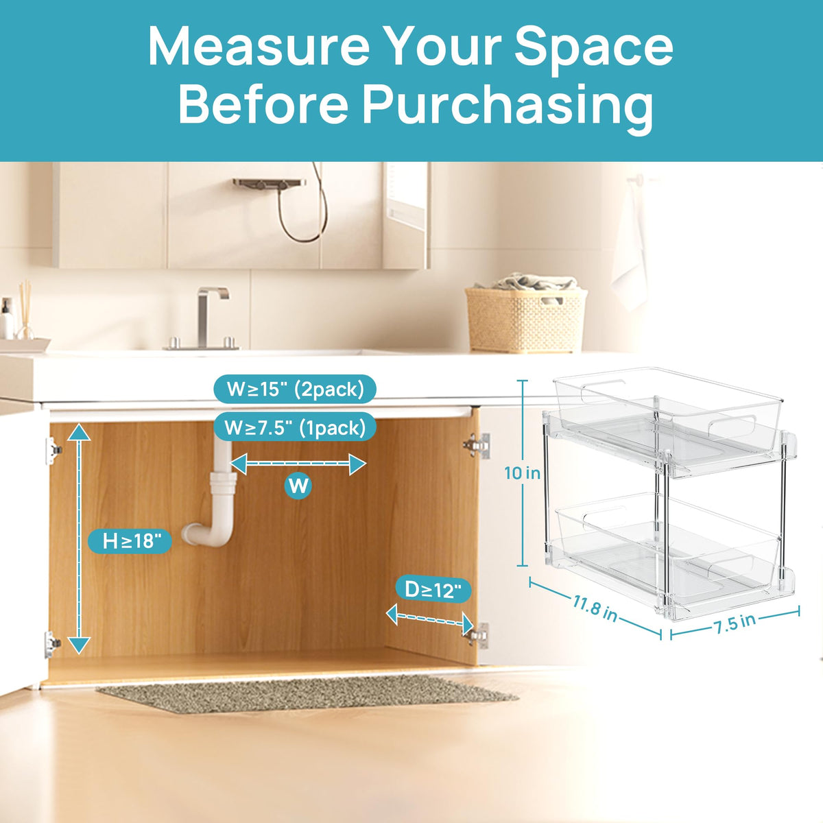 Vtopmart pull-out drawer with tracks for smooth glide and quick access.