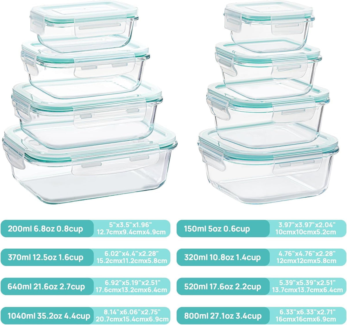 Vtopmart rectangle 21oz glass container ideal for sauces and sides.