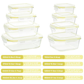 Vtopmart rectangular 35-ounce glass container with airtight lid