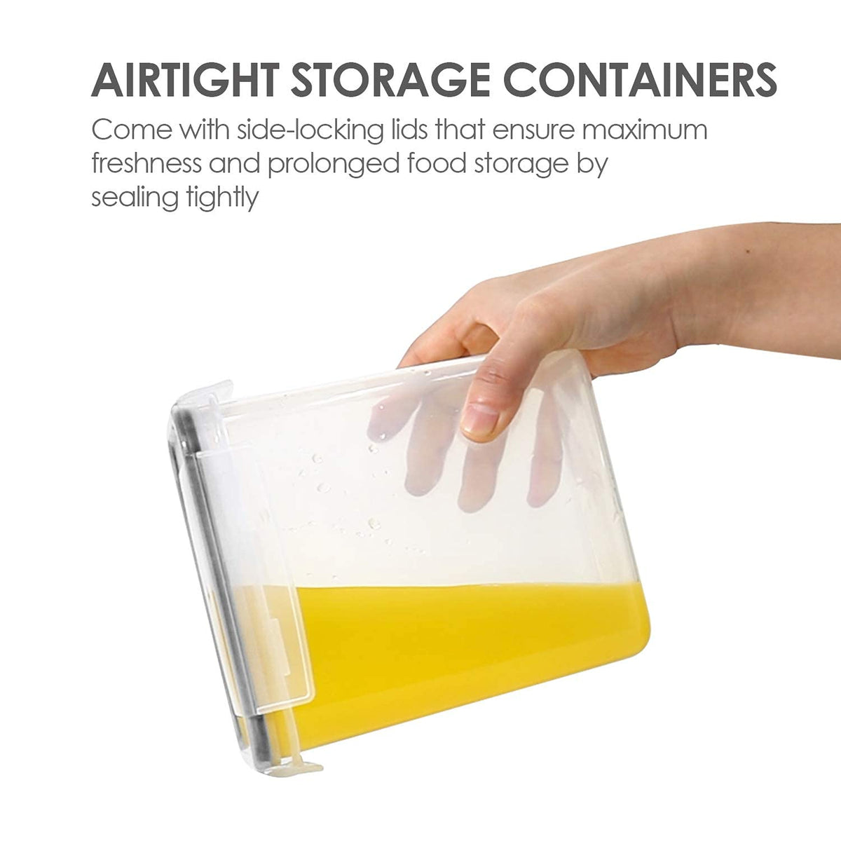 Vtopmart side-lock lids with silicone gasket preserve freshness for dry foods.