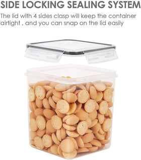 Vtopmart side-locking lid close-up highlights a secure seal for freshness.