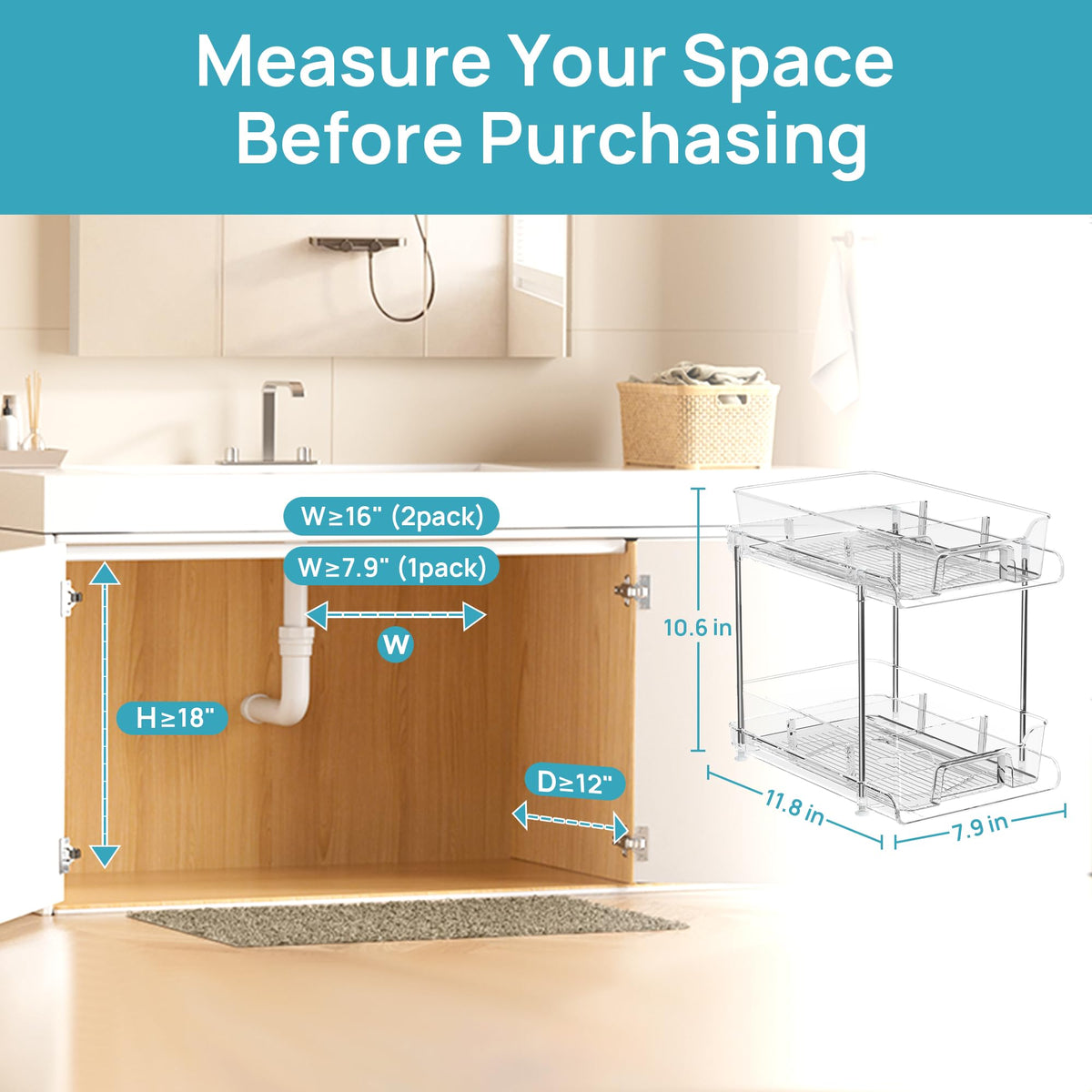 Vtopmart slide-out drawers with tracks for stable access