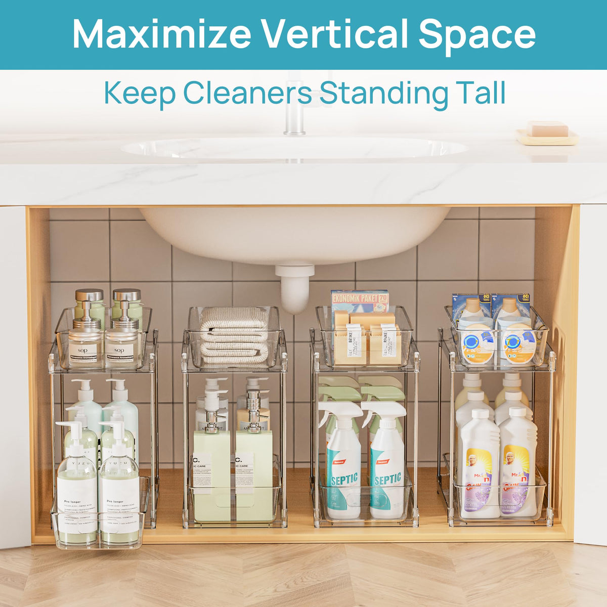 Vtopmart space-saving solution fits tight under-sink corners