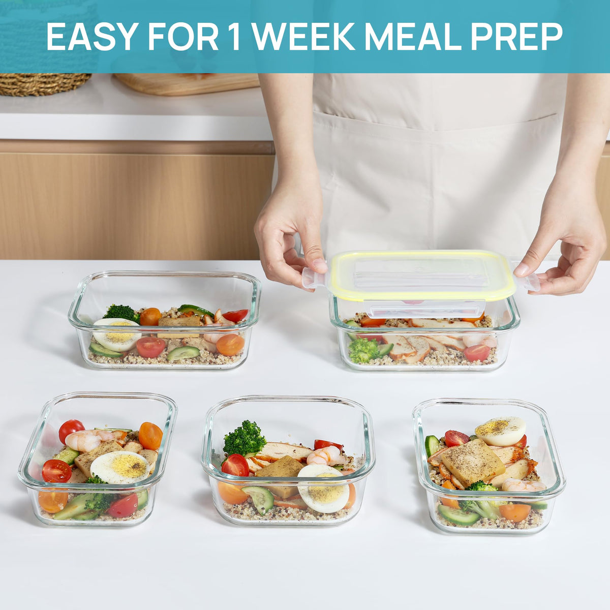 Vtopmart square 10.8-ounce glass container for snacks and portions