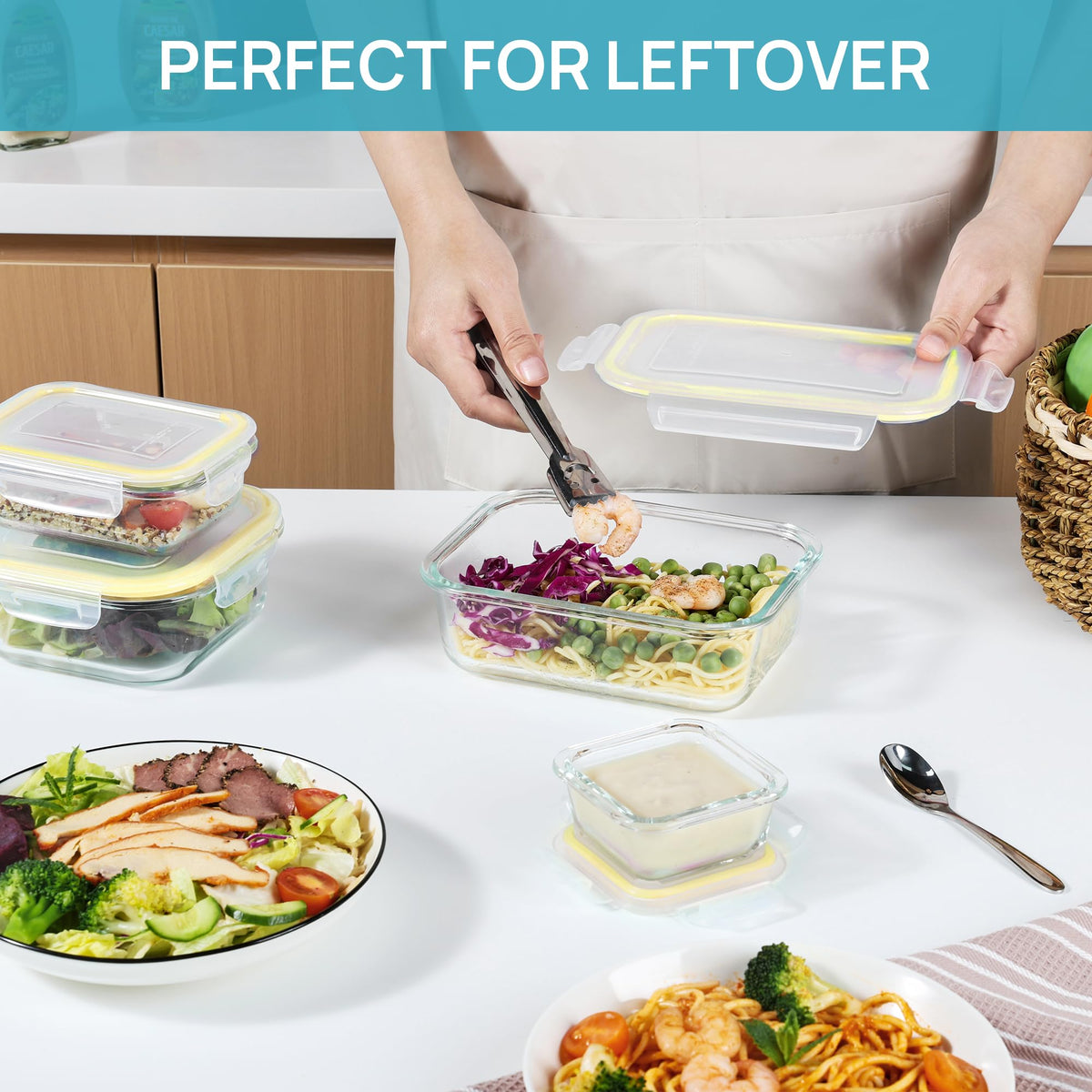 Vtopmart square 17.6-ounce glass container for meal prep