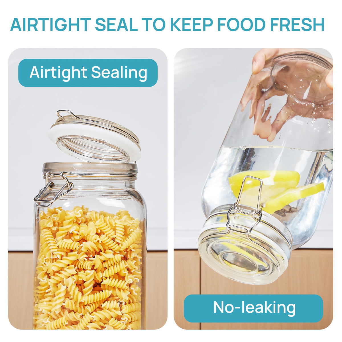 Vtopmart square mason jar offers a sleek see-through design