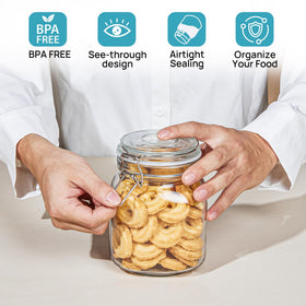 Vtopmart stackable jars save space in compact kitchen setups.