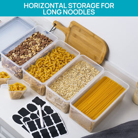 Vtopmart stackable design frees shelf space and keeps cabinets tidy