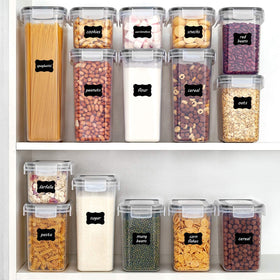 Vtopmart stackable design maximizes cabinet space while keeping pantry tidy.