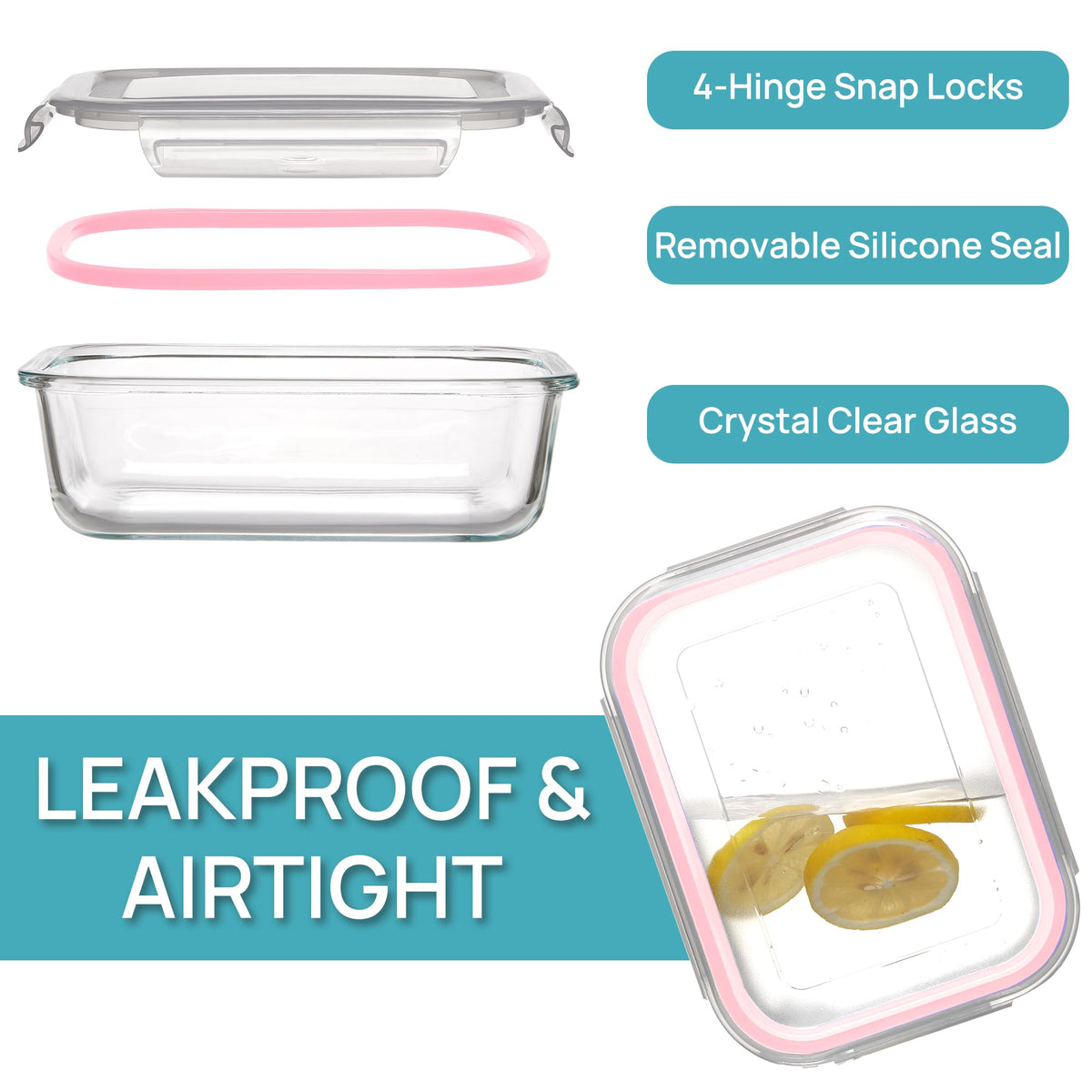 Vtopmart stackable rectangular glass containers save pantry space and reduce cabinet clutter.
