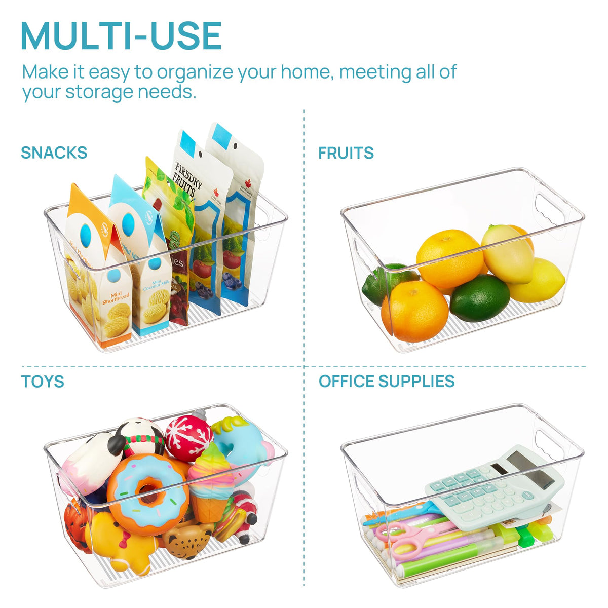 Vtopmart stackable storage bin design maximizes cabinet space and accessibility