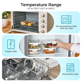 Vtopmart transparent glass shows leftovers at a glance and resists staining.