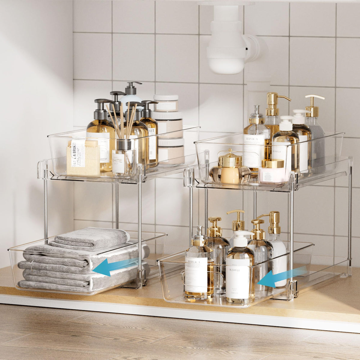 Vtopmart under-sink organizer fits tight spaces and maximizes vertical storage