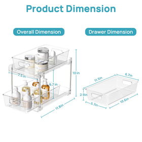 Vtopmart vanity 2-tier clear-drawer organizer keeps toiletries tidy and reachable.