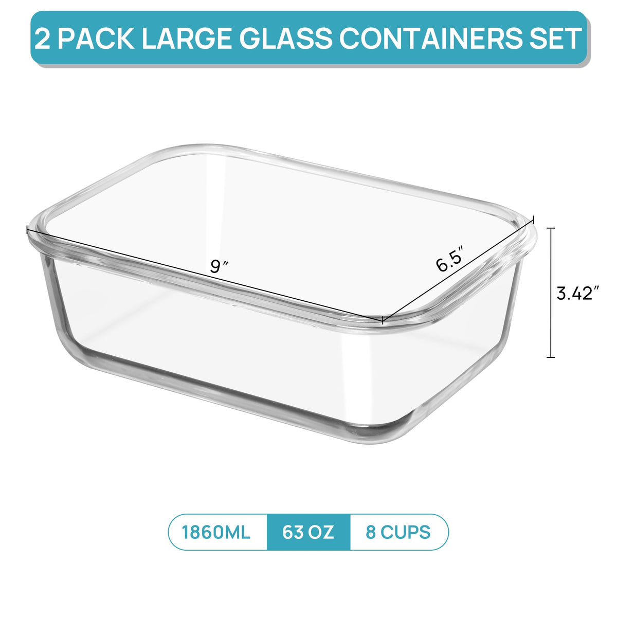 Vtopmart wide-opening glass container for easy scooping and pouring.