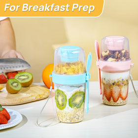 Vtopmart yogurt parfait cups with folding handle for easy carrying