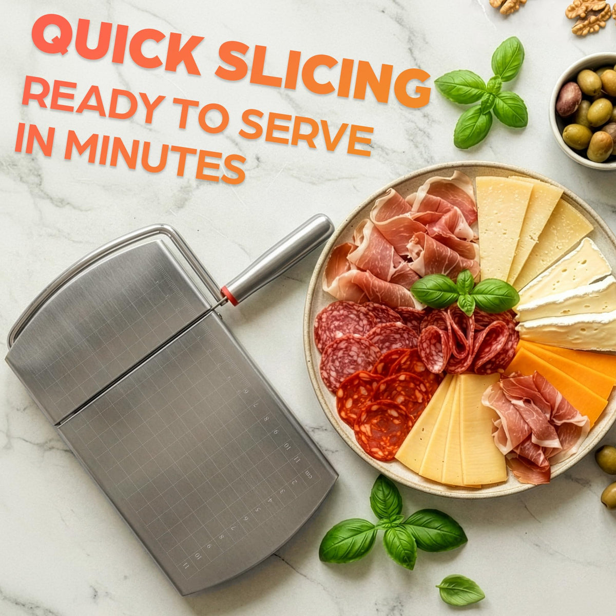 V TOWER cheese slicer makes clean fruit slices for snacks and desserts.