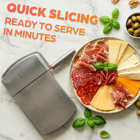 V TOWER cheese slicer makes clean fruit slices for snacks and desserts.