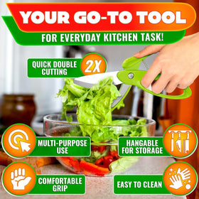 VTOWER ergonomic, non-slip handle enhances control during chopped lettuce prep.