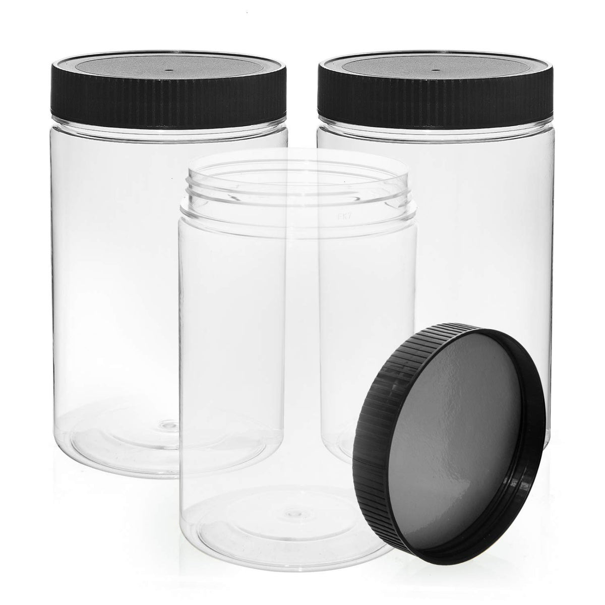 Vumdua 27-ounce plastic jar 3-pack, clear for easy content identification.