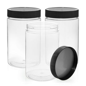 Vumdua 27-ounce plastic jar 3-pack, clear for easy content identification.