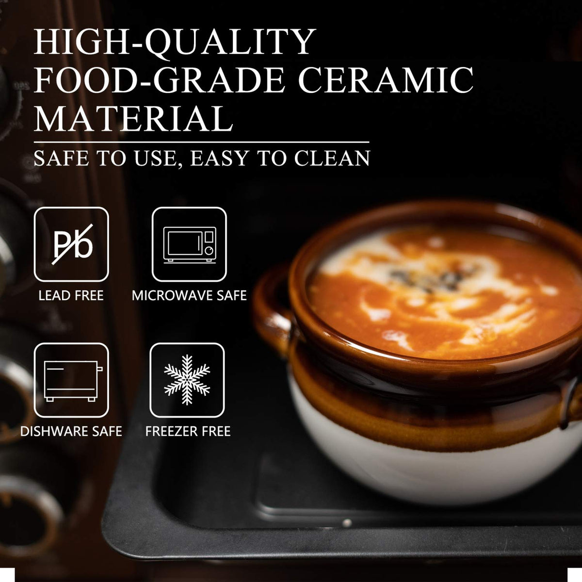 Vumdua double-handle soup crock demonstrating secure ergonomic design