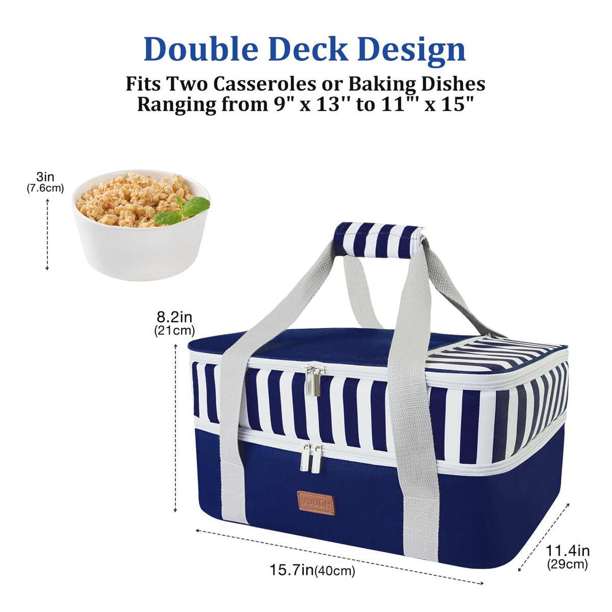 Vuudh outer zip pocket stores utensils and napkins for easy setup.