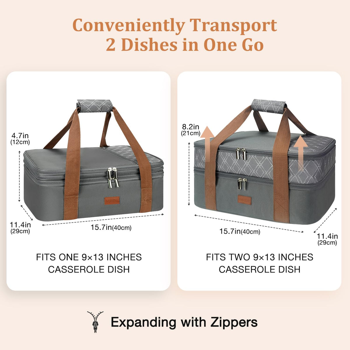 Vuudh insulated carrier preserves temperature for lasagna and casseroles on the go.