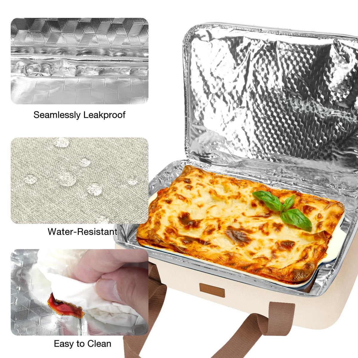 Vuudh insulated interior lining protects against leaks while easy wipe-clean after meals.