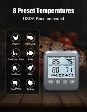 Vuwwey audible alert with flashing backlight signals the target temperature.