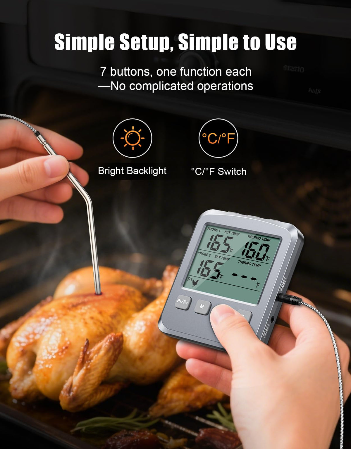 Vuwwey eight USDA presets with alarms guide precise cooking times.
