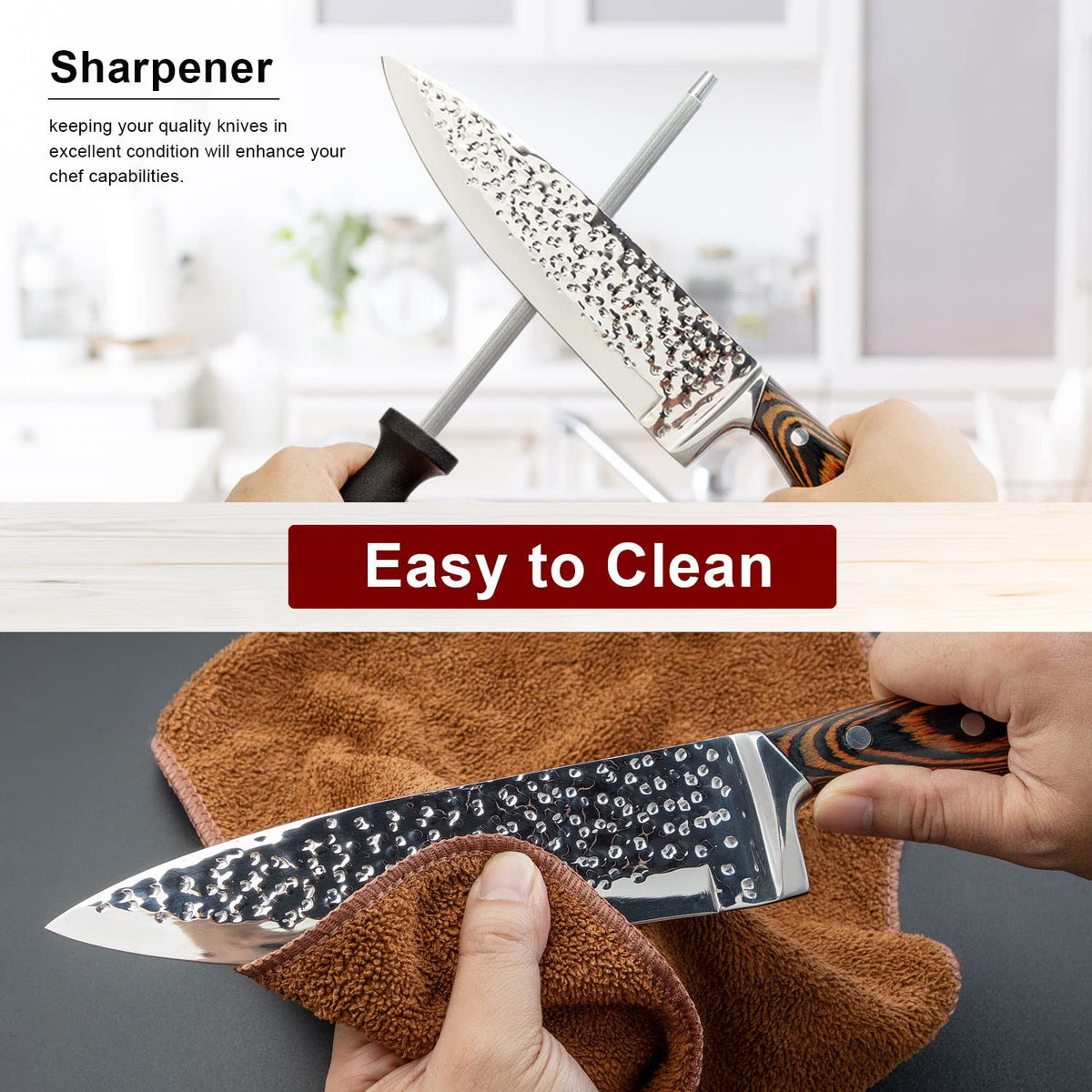 Vvwgkpk 7-inch Santoku knife balanced handle for comfortable prep