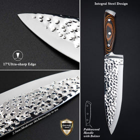Vvwgkpk 8-inch bread knife with hammered blade for clean cuts