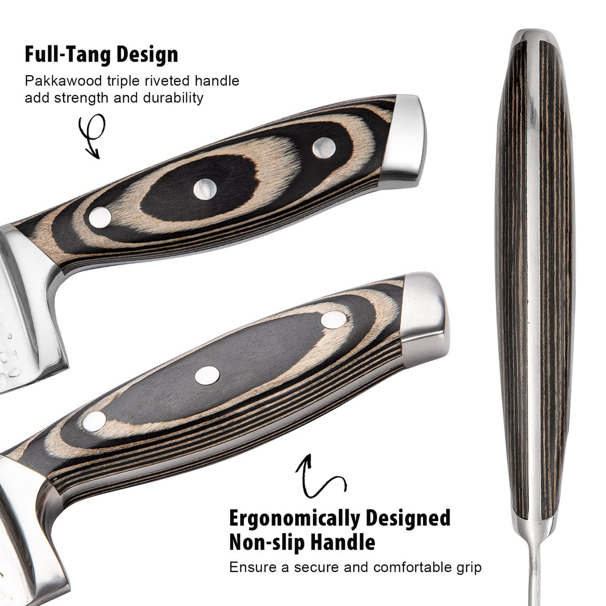 Vvwgkpk 8-inch bread knife with serrated edge for clean slices.