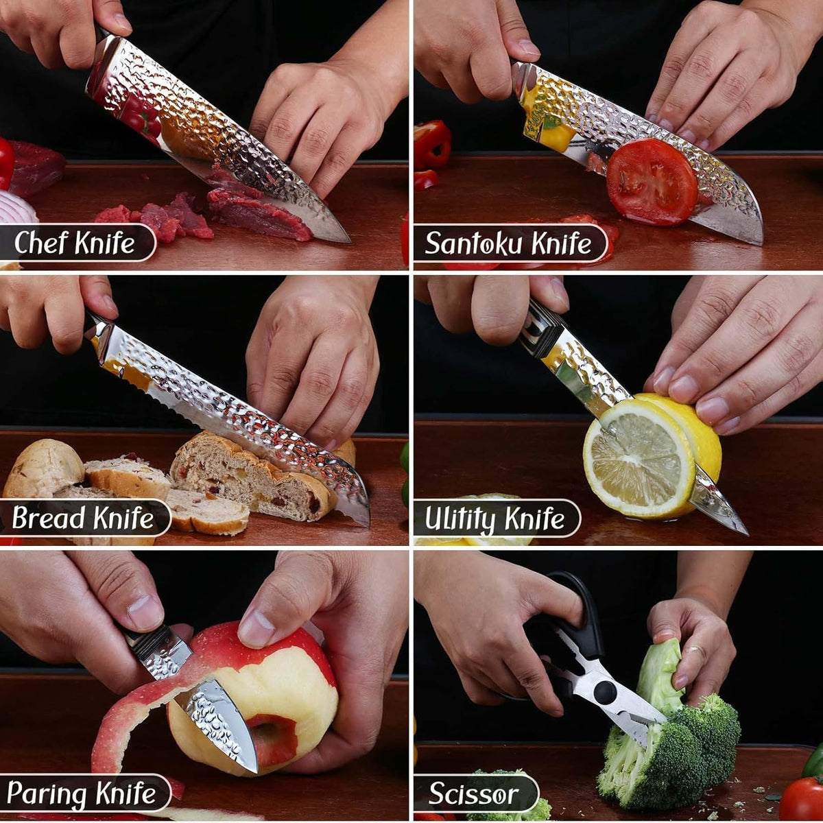 Vvwgkpk 3.5-inch paring knife for detail work on fruits and vegetables.